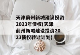 天津蓟州新城建设投资2023年债权(天津蓟州新城建设投资2023债权转让计划)