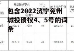 包含2022济宁兖州城投债权4、5号的词条