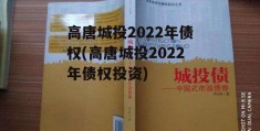 高唐城投2022年债权(高唐城投2022年债权投资)