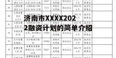 济南市XXXX2022融资计划的简单介绍