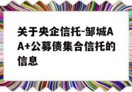 关于央企信托-邹城AA+公募债集合信托的信息