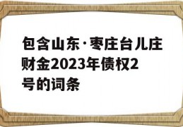 包含山东·枣庄台儿庄财金2023年债权2号的词条