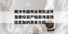 腾冲市越州水务投资开发债权资产拍卖项目政信定融的简单介绍