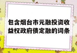 包含烟台市元融投资收益权政府债定融的词条