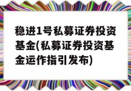 稳进1号私募证券投资基金(私募证券投资基金运作指引发布)