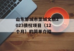 山东邹城市圣城文旅2023债权项目（12个月）的简单介绍