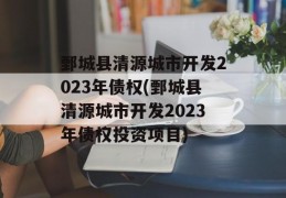 鄄城县清源城市开发2023年债权(鄄城县清源城市开发2023年债权投资项目)