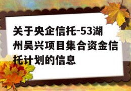 关于央企信托-53湖州吴兴项目集合资金信托计划的信息