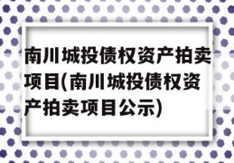 南川城投债权资产拍卖项目(南川城投债权资产拍卖项目公示)