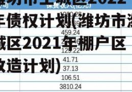 潍坊市主城区2022年债权计划(潍坊市潍城区2021年棚户区改造计划)