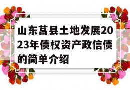 山东莒县土地发展2023年债权资产政信债的简单介绍