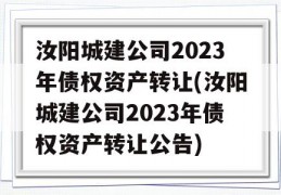 汝阳城建公司2023年债权资产转让(汝阳城建公司2023年债权资产转让公告)