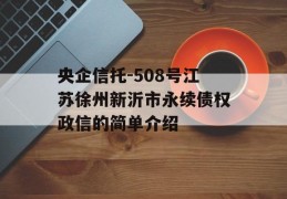 央企信托-508号江苏徐州新沂市永续债权政信的简单介绍