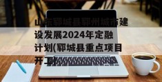 山东郓城县郓州城市建设发展2024年定融计划(郓城县重点项目开工)