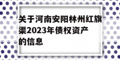 关于河南安阳林州红旗渠2023年债权资产的信息