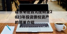 山东枣庄台儿庄财金2023年投资债权资产的简单介绍