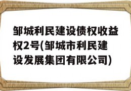 邹城利民建设债权收益权2号(邹城市利民建设发展集团有限公司)