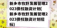 新乡市牧野发展管理2023债权融资计划(新乡市牧野发展管理2023债权融资计划招标)