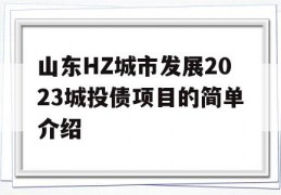 山东HZ城市发展2023城投债项目的简单介绍