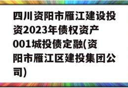 四川资阳市雁江建设投资2023年债权资产001城投债定融(资阳市雁江区建投集团公司)