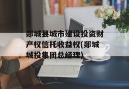 郯城县城市建设投资财产权信托收益权(郯城城投集团总经理)