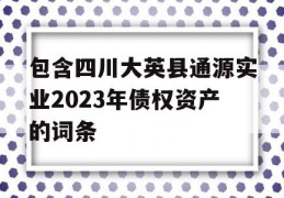 包含四川大英县通源实业2023年债权资产的词条