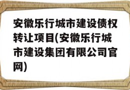 安徽乐行城市建设债权转让项目(安徽乐行城市建设集团有限公司官网)