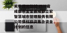 关于国元信托-四川省成都市金堂县成都立宏智慧城市管理服务有限公司债权投资集合资金计划的信息