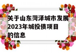 关于山东菏泽城市发展2023年城投债项目的信息