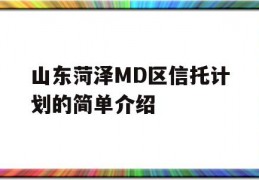 山东菏泽MD区信托计划的简单介绍