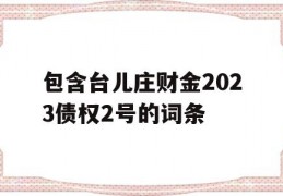 包含台儿庄财金2023债权2号的词条