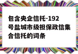 包含央企信托-192号盐城市级担保政信集合信托的词条