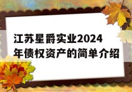 江苏星爵实业2024年债权资产的简单介绍