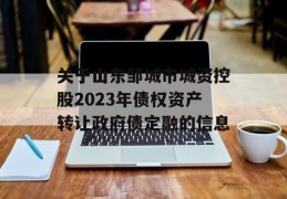 关于山东邹城市城资控股2023年债权资产转让政府债定融的信息