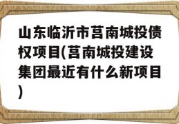 山东临沂市莒南城投债权项目(莒南城投建设集团最近有什么新项目)