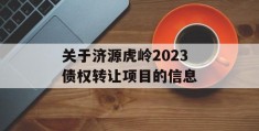 关于济源虎岭2023债权转让项目的信息