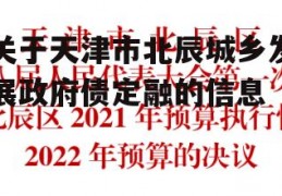 关于天津市北辰城乡发展政府债定融的信息