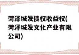 菏泽城发债权收益权(菏泽城发文化产业有限公司)