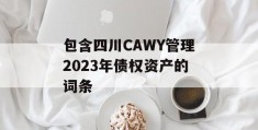 包含四川CAWY管理2023年债权资产的词条