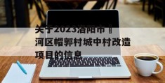 关于2023洛阳市瀍河区帽郭村城中村改造项目的信息