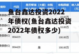 鱼台鑫达投资2022年债权(鱼台鑫达投资2022年债权多少)