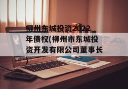 柳州东城投资2022年债权(柳州市东城投资开发有限公司董事长)