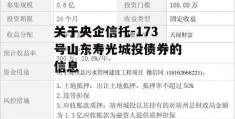 关于央企信托-173号山东寿光城投债券的信息