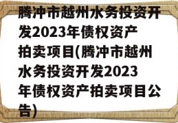 腾冲市越州水务投资开发2023年债权资产拍卖项目(腾冲市越州水务投资开发2023年债权资产拍卖项目公告)