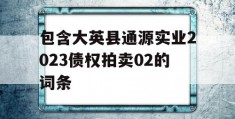 包含大英县通源实业2023债权拍卖02的词条