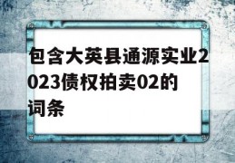 包含大英县通源实业2023债权拍卖02的词条