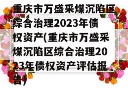 重庆市万盛采煤沉陷区综合治理2023年债权资产(重庆市万盛采煤沉陷区综合治理2023年债权资产评估报告)