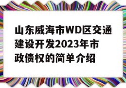 山东威海市WD区交通建设开发2023年市政债权的简单介绍