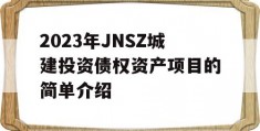 2023年JNSZ城建投资债权资产项目的简单介绍