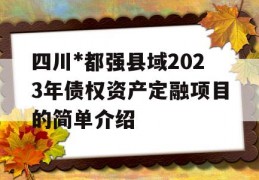 四川*都强县域2023年债权资产定融项目的简单介绍